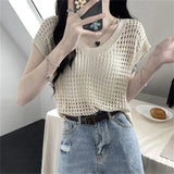 Fongt V-Necked Knitted Jersey Women's Thin Summer Design Sense Small Loose Thin Vest Outside On The