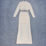 High-End Women's High-Rise Half-Dress Two-Piece Hot Diamond Chain Sexy
