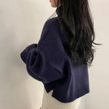 Dark Academia Oversized Crochet Knit Sweater-Outfit
