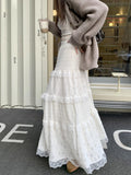 Fairy Lace Patchwork Maxi Skirt-Outfit