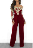 Dress Women's Casual Lace Off-neck Wide-leg Color