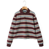 Fongt Spring Long Sleeves Vintage Striped Spoo T-Shirts For Loose T-Shirts