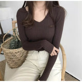 Fongt Long Sleeves Of The Jacket Lady With A Sweater In The Women's Autumn And Winter Blouse Multi-Colored Knitted