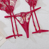 Black Lace Design Sheer Lock Lingerie Set-Outfit