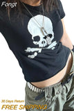 Women Goth Clothes y2k Crop Tops Summer 2023 T shirts Grunge 2000s Trashy Aesthetic Short Sleeve Tees Young Girls