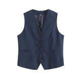 Fongt Summer Leisure Vest Set Linen-Blend Loose Vest + Shorts Set Women K27788