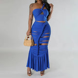 Spring 2025 New One-Shoulder Hollow Design Folds Slimming Bandages Dress