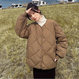 Short Cotton-padded Jacket Female Down Cotton Coat Autumn Winter Women Light Thin Quilted Lattice Parkas Casual Tops