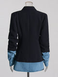 Temperament Commuting Style High-End Suit Suit 2025 Summer New Personality Splicing Denim Design Blazer