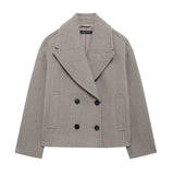 Fongt Women's Clothing Explosion Double Buckle Wool Blending Double Buckle Dress Short Coat