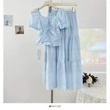 Fongt Summer French Temperament Elegant Niche High-End Repair Body High-Waisted A-Character Skirt Fashion Suit