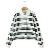 Fongt Spring Long Sleeves Vintage Striped Spoo T-Shirts For Loose T-Shirts