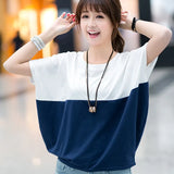 Fongt Summer Korean Version Plus Size Women's Loose Bat Shirt Student Women's Short Sleeve T-Shirt Fat Mm Summer T-Shirt