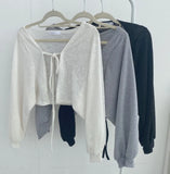 Aesthetic Tie Knitted Cardigan-Outfit