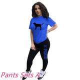 Letter Print Short Sleeves Tshirt Tops + Pants Casual Two Piece Set Summer Women Tracksuits Sport 2pcs Outfits