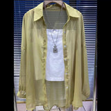 Fongt Temperament Long-Sleeved Sunscreen Shirt Women 2025 Summer New Chiffon Shirt Air-Conditioning Shirt White
