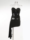 Women's New Sexy Shoulder Hollow Dress Metal Buckle Decoration Ribbon Bag Ass Dress Dress Dress