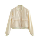 Fongt Women's New Large Pocket Bomber Jacket In Spring