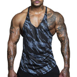 Men Bodybuilding Camo Sleeveless Single Tank Top Muscle Stringer Athletic Fitness Vest Tops Summer