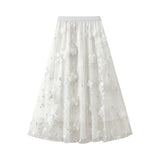 Fongt Yarn Embroidery Heavy Industry Half-Body Skirt Large-Size Dress 2025 Spring New A Word High-Waist Long Skirt 8692