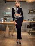 Sexy Style Dress Woman 2025 Spring New Fashion Set Design Long-Sleeved Open Waist Dress Suit