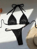 2024 New Sexy T-Shaped Pearl Leopard-Print Special Fabric Swimsuit Bikini
