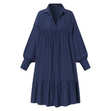 Women Ruffle Dress 2022 Casual Ladies Puff Sleeve Lapel Sexy Off Shouder Holiday Sundress Summer Mini Vestidos