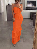 Fongt Fashion Sexy Temperament Women's Pure Color Sleeveless Breasts To Take The Folding Lotus Leaf Side Dress