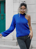 Sweater Women One Shoulder Pullover Cut Out Long Sleeve Sweaters Fall Winter Clothes Jumper Female Streetwear Knitted