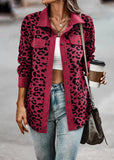 2023 Spring Autumn Women Jackets and Coats Full Sleeve Leopard Print Pockets Single Button Corduroy Winter Female