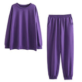 2020 Autumn Women's sets cotton suit oversized 2 pieces o neck female casual hoodies sweatshirt pants suits