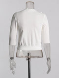 Temperament Knitted Jersey 2025 Summer New Three-Dimensional Flowers Decorated Five-Sleeve High-End Sweater Cardigan