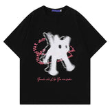 Kitten Print Letter Oversized T-shirt-Outfit