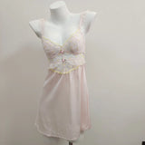Fongt New Ice Silk Sling Pyjamas Women Summer With Chest Pad Lace Splicing Short Skirt Sexy Sleepy Pure Home Clothes