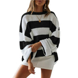 Fongt Women's Clothing In The Autumn And Winter Of 2025, The New Women's Sweater Round-Necked Striped Knitted Shirt