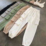 Autumn Multi-Pocket Sweatpants Women Casual High Elastic Waist Drawstring Loose Jogger Pants Plus Size Harajuku