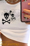Women Goth Clothes y2k Crop Tops Summer 2023 T shirts Grunge 2000s Trashy Aesthetic Short Sleeve Tees Young Girls