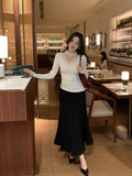 Fongt Xixi 2025 Autumn And Winter New Temperament Hair, Thick Lace Fishtail Skirt Half-Body Ass Skirt Women 85099