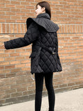 Winter Vintage Small Fragrance Jacket Women Warm Parka Oversized Cotton Padded Jacket Belt Female Windproof