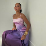 Purple Gradient Spaghetti Strap Maxi Dress-Outfit
