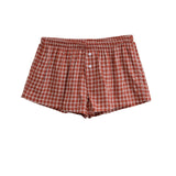 Fongt Women's Clothing 2025 Summer New Simple High-Waisted Loose Leisure Lattice Shorts