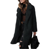 Fongt Women's Autumn And Winter Long Sleeves Collar Double-Sided Lady Plush Coat Long Coat Lamb Velvet Coat