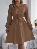 Shooting 2025 Autumn And Winter Leisure Button Tie With Waist Long-Sleeved Shirt Skirt Women's