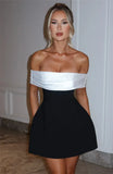 Black Off-shoulder Large Back Bow Mini Dress-Outfit