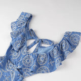 Fongt New Women's Fashion Heavy Industry Cotton Embroidery Cascade Decoration Stampling Dress