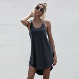 Size Casual O-neck Sleeveless Loose Off Shoulder Mini