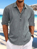 Fongt Men's 2025 Summer New Set-Fashion Teen Fashion Loose Long-Sleeved Home Casual Shirt.