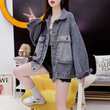 Fongt 2024 New Versatile Korean Version Loose Foreign Style Lazy Wind Design Sense Denim Coat Female-Outfit