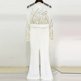 Fongt Spring And Summer New Star Fashion Mesh Splicing Heavy Industry Lincrium Nails Studded Trousers