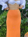 Stretchy Y2K Maxi Skirt-Outfit